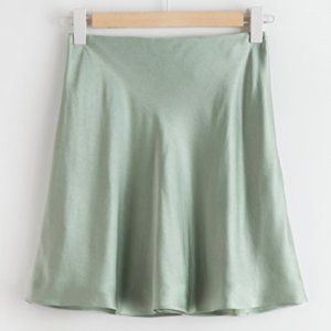& Other Stories Satin Mini Skirt in Light Green